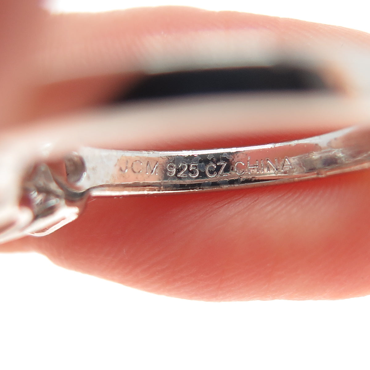 JCM Jacmel Mauritius 925 Sterling Princess-Cut Blue & White C Z Ring Size 5.25