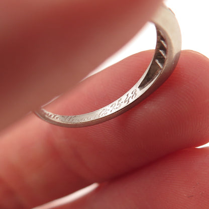 Platinum Antique Real Round-Cut Diamond Engraved Ring Size 5