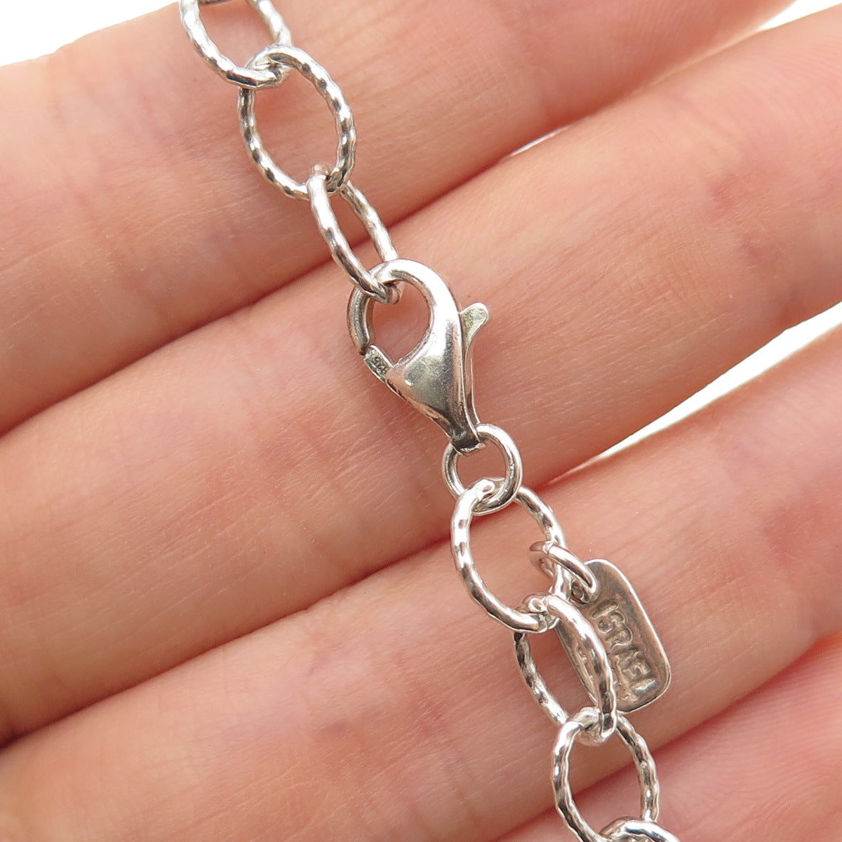 DIDAE 925 Sterling Silver Vintage Israel Real Pearl Floral Chain Necklace 16"