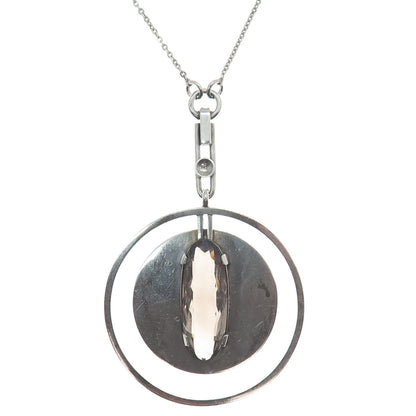 DENING-LEIPZIG 900 Silver Vintage Smoky Quartz Modernist Chain Necklace 16-18"
