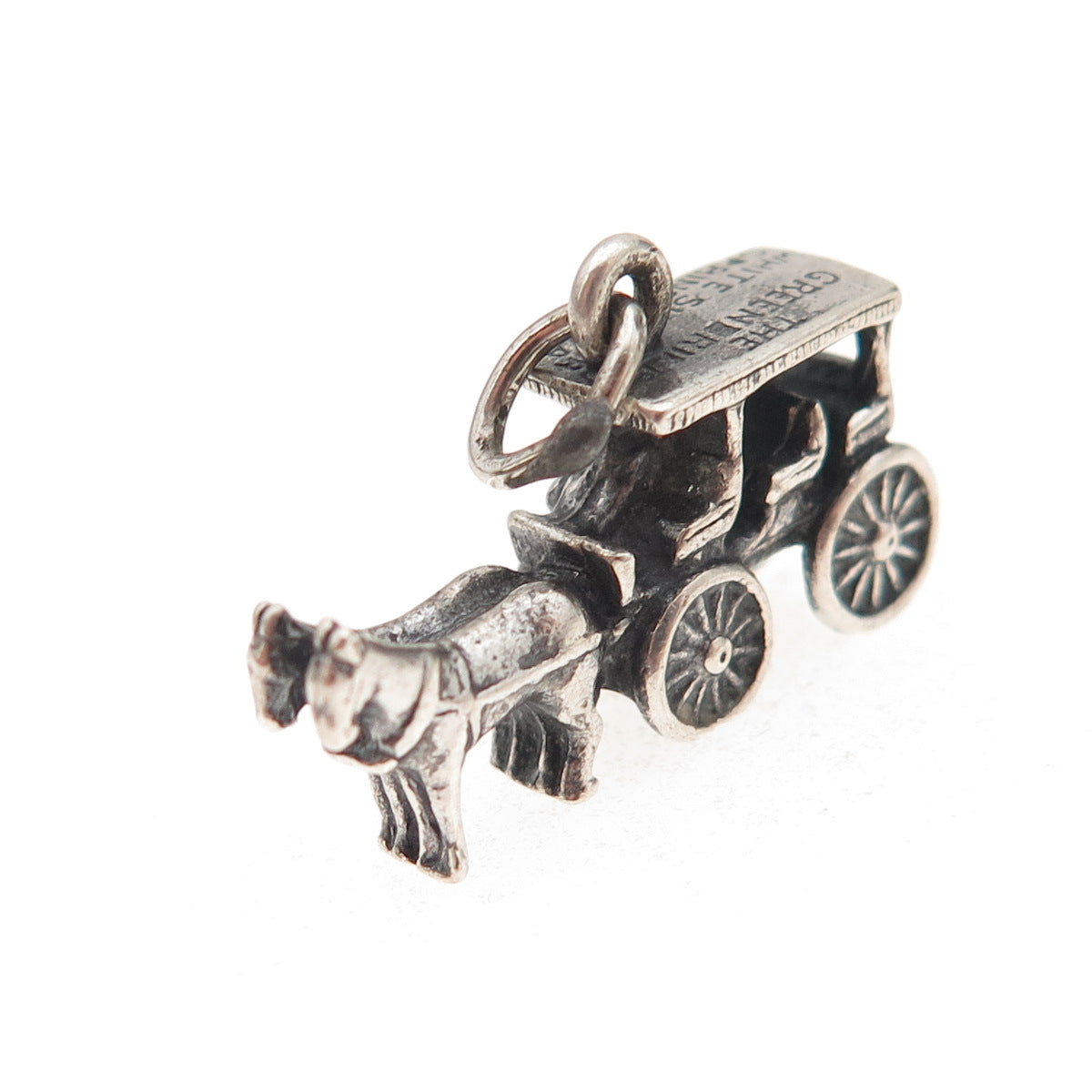 925 Sterling Silver Vintage The Greenbrier Carriage Oxidized 3D Charm Pendant
