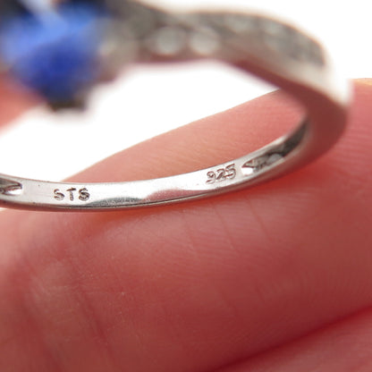 Chuck Clemency 925 Sterling Silver Real Tanzanite & White Topaz Ring Size 8