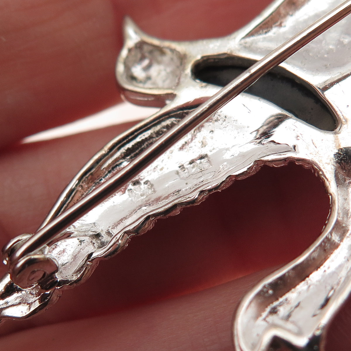 925 Sterling Silver Vintage Real Black Onyx Flying Bird Pin Brooch