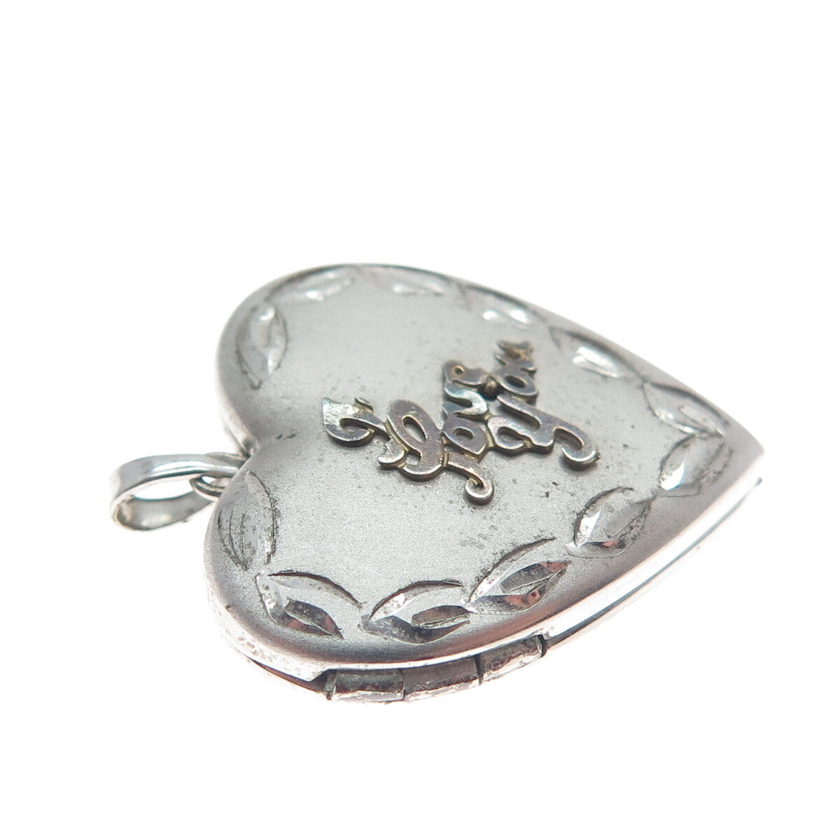 TRU-KAY 925 Sterling Silver Vintage "I Love You" Heart Locket Charm Pendant