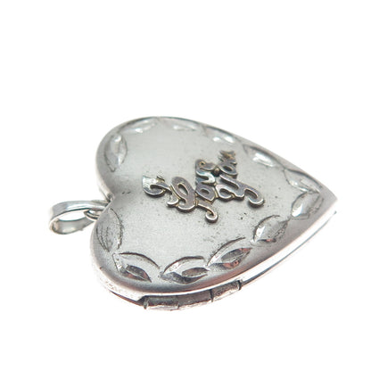 TRU-KAY 925 Sterling Silver Vintage "I Love You" Heart Locket Charm Pendant