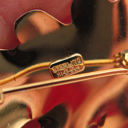 Carl Art 925 Sterling Silver Gold Plated Vintage Oak Leaf Pin Brooch