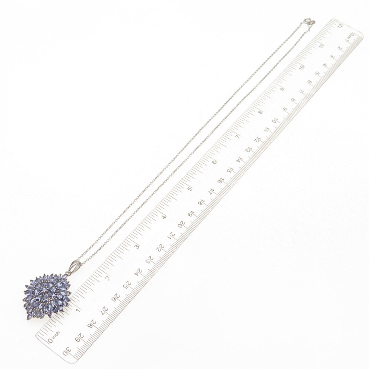 Chuck Clemency Sterling Silver Real Tanzanite Floral Cable Chain Necklace 20"