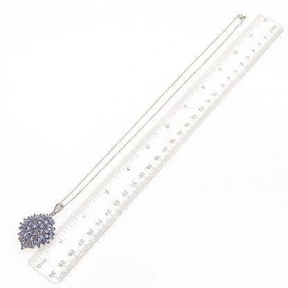 Chuck Clemency Sterling Silver Real Tanzanite Floral Cable Chain Necklace 20"