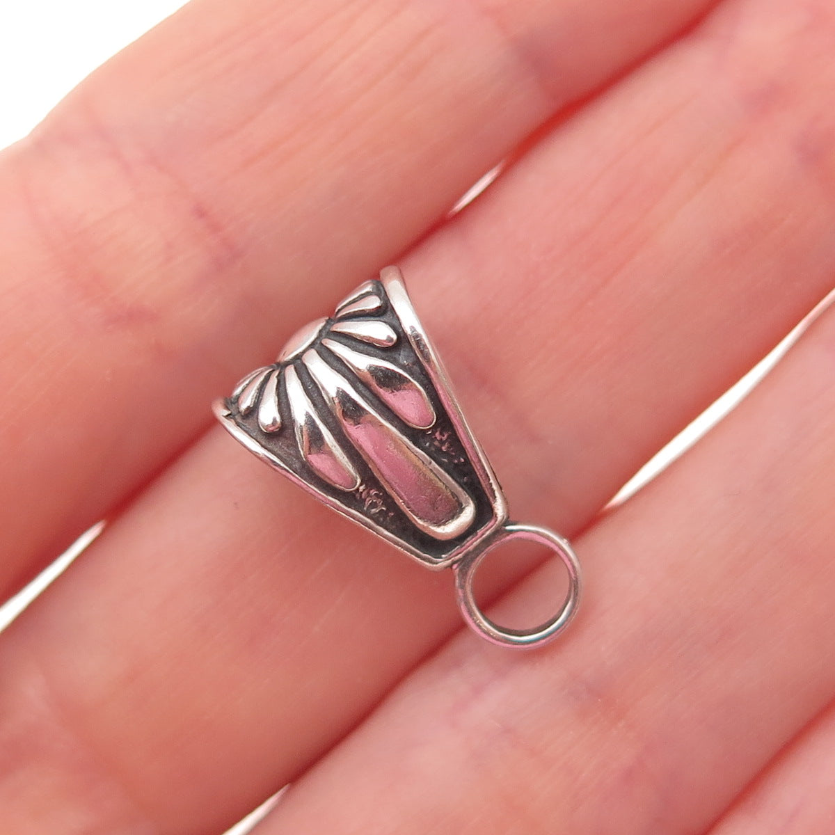Old Pawn 925 Sterling Silver Vintage Southwestern Tribal Bail for Pendant