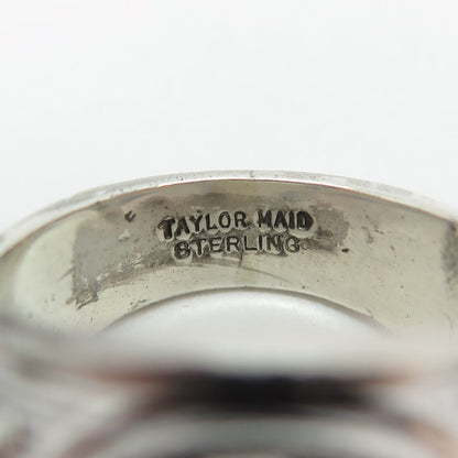 TAYLOR MAID Sterling Silver Antique WWII Onyx US Army Fort Dix Ring Size 10.25