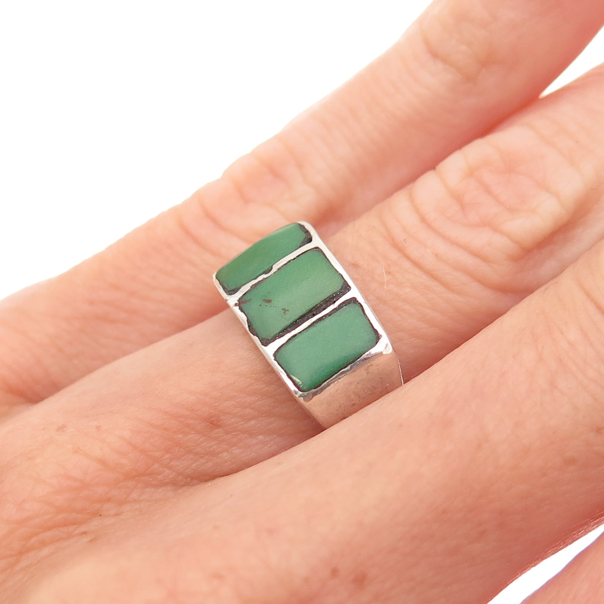 Old Pawn Sterling Silver Vintage Southwestern Royston Turquoise Ring Size 4.75