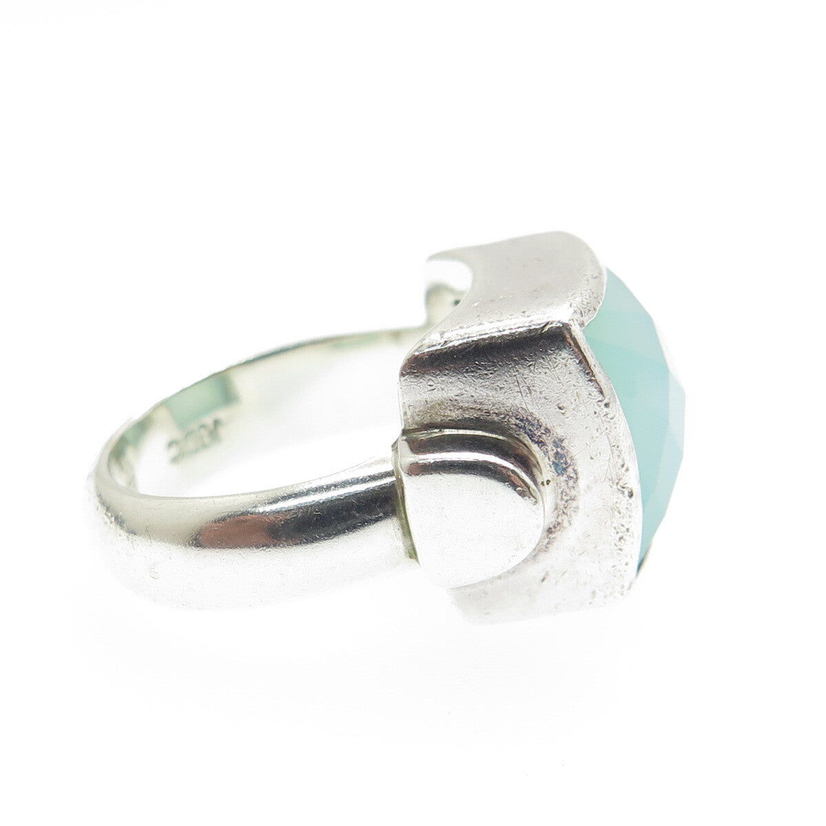 JGD JANICE GIRARDI 925 Sterling Silver Vintage Real Chalcedony Ring Size 6.25