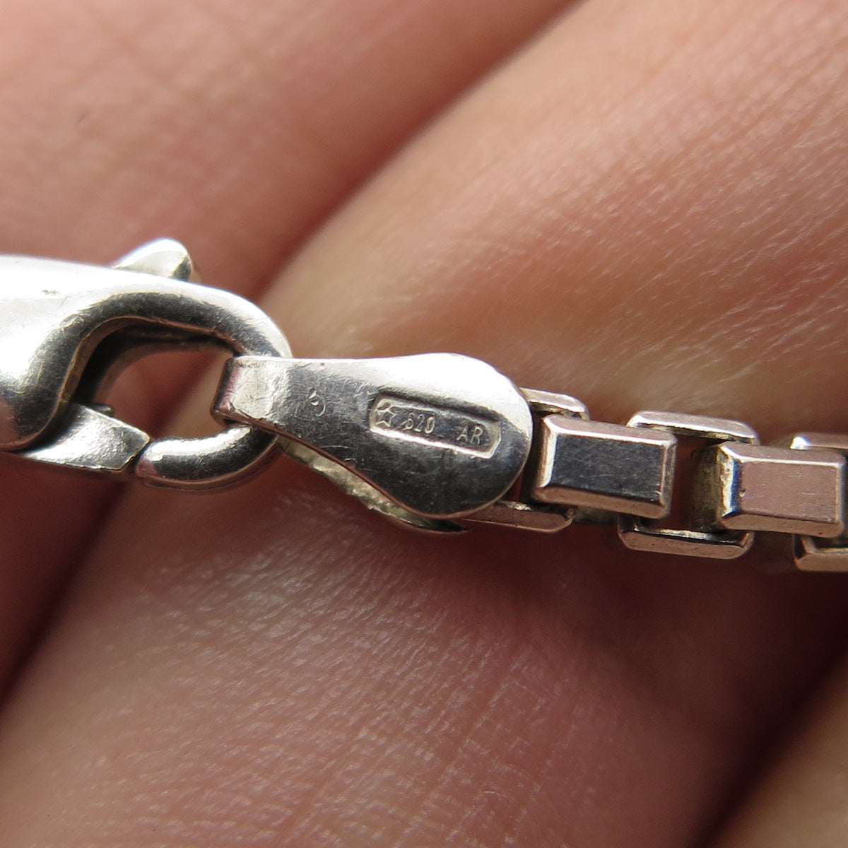 925 Sterling Silver Italy Box Chain Necklace 16"