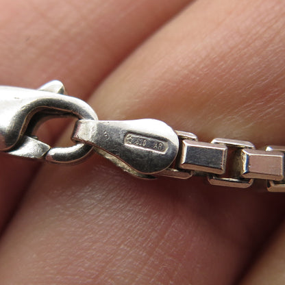 925 Sterling Silver Italy Box Chain Necklace 16"