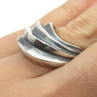 925 Sterling Silver Vintage Ribbed Ring Size 6.75