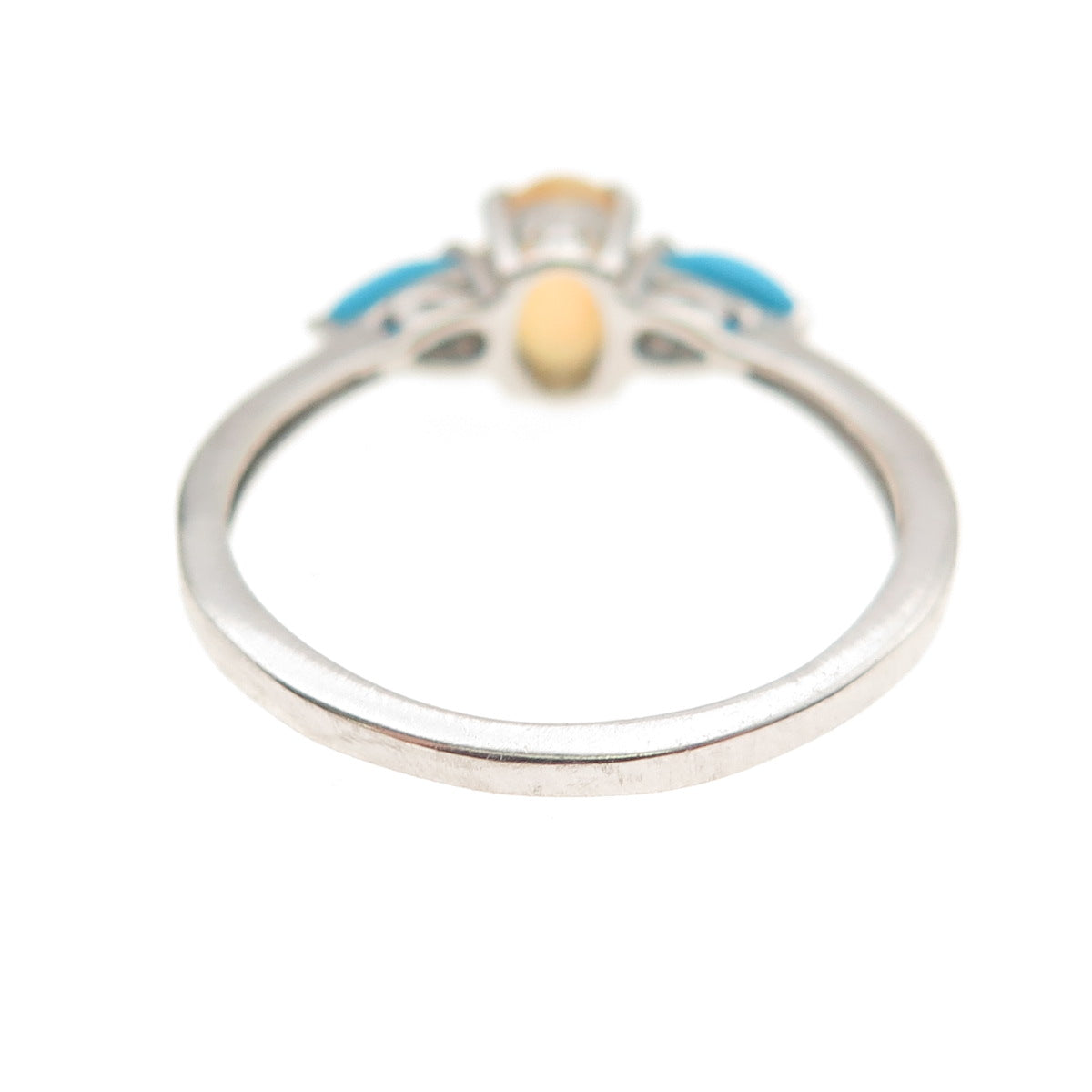 Chuck Clemency 925 Sterling Silver Vintage Real Opal & Turquoise Ring Size 7.25