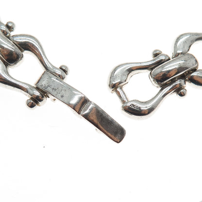 925 Sterling Silver Vintage Italy Modernist Horseshoe Chain Necklace 16"