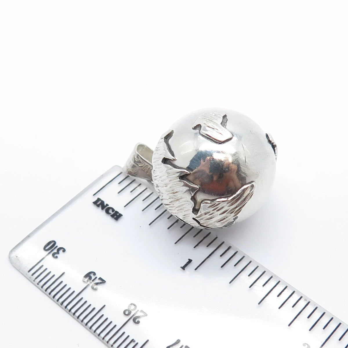 925 Sterling Silver Vintage Mexico Globe Harmony Ball Pendant
