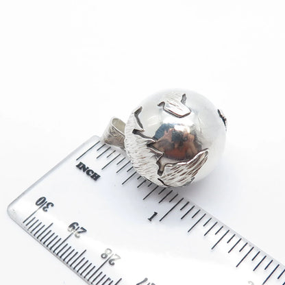 925 Sterling Silver Vintage Mexico Globe Harmony Ball Pendant
