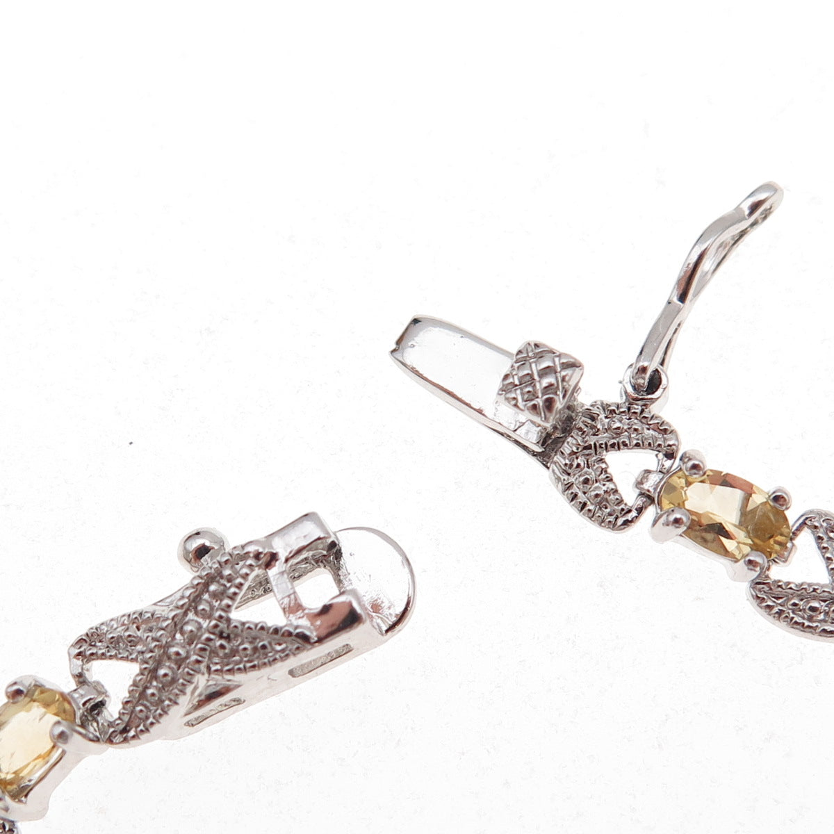Dee Berkle 925 Sterling Silver Real Diamond Accent & Citrine Bracelet 7.25"