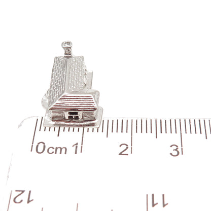 Town & Country 925 Sterling Silver Vintage Old House 3D Mini Charm Pendant
