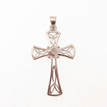 RJ Graziano 925 Sterling Silver Real Diamond Celtic Trinity Cross Charm Pendant
