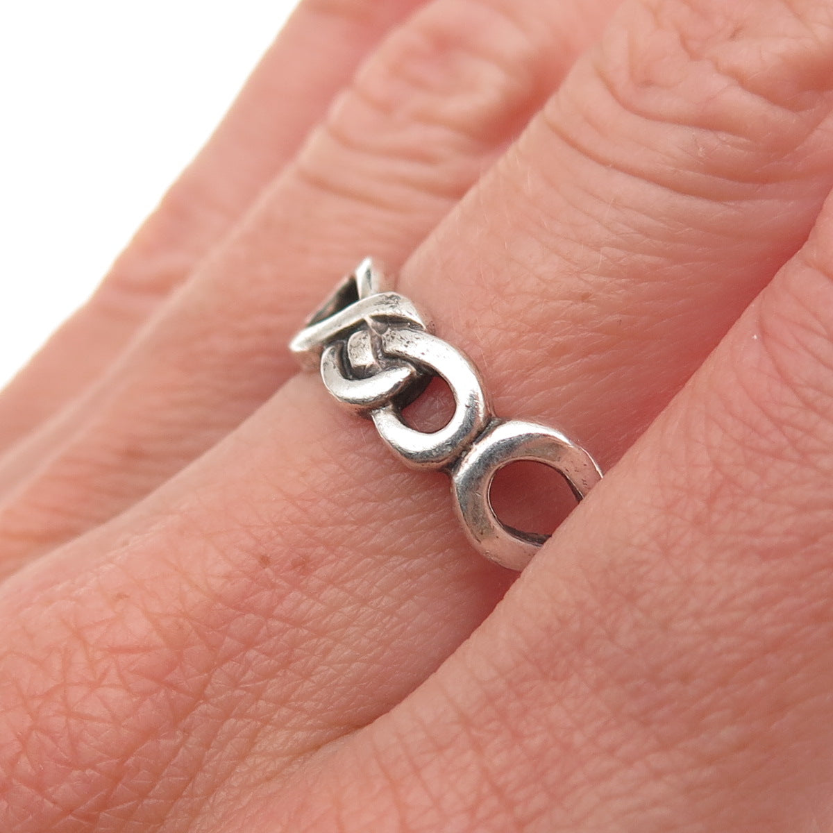 925 Sterling Silver Vintage Infinity Oxidized Band Ring Size 9