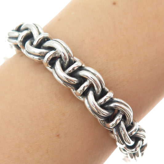 925 Sterling Silver Vintage Mexico Bismark Link Oxidized Bracelet 7"