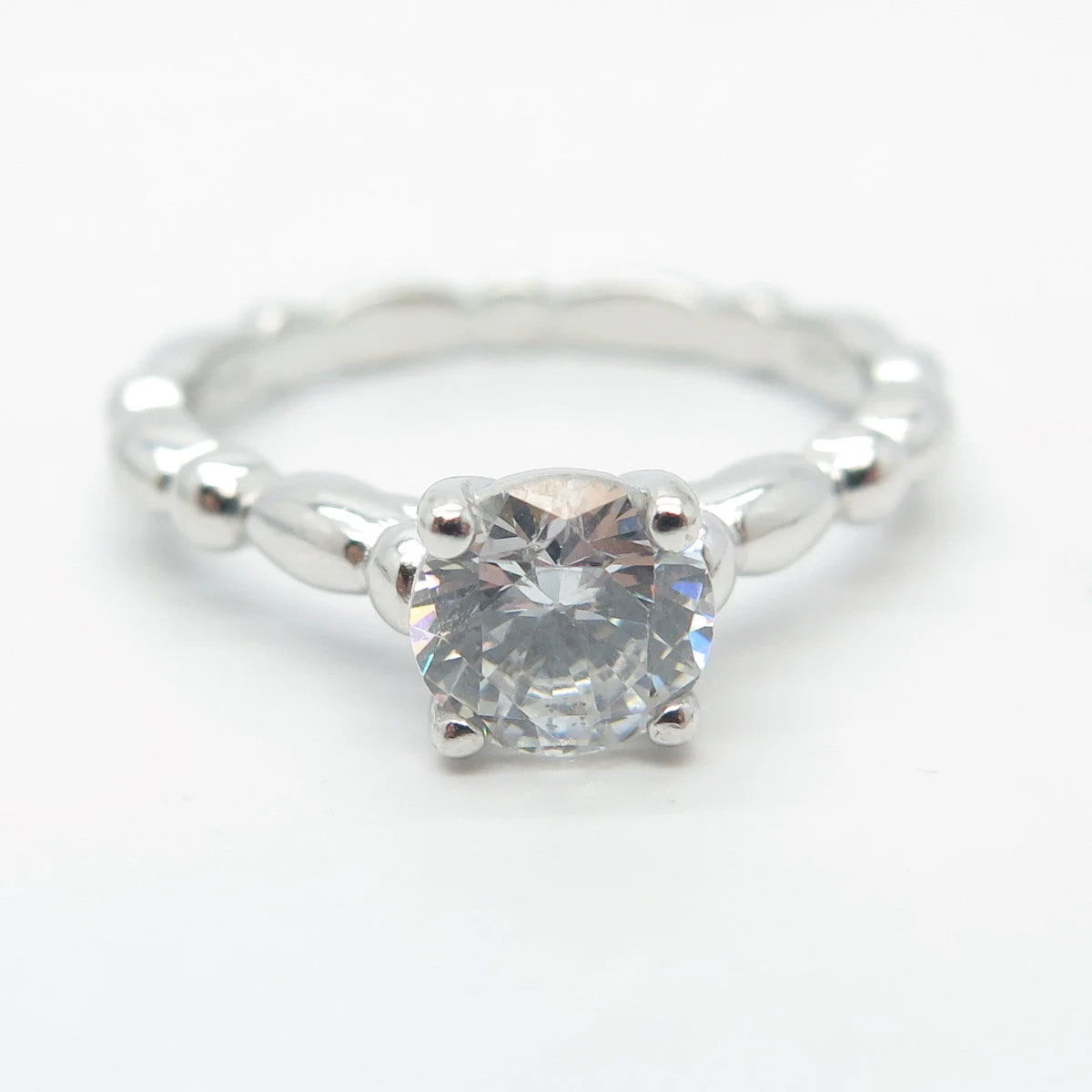 925 Sterling Silver Round-Cut C Z Engagement Ring Size 8