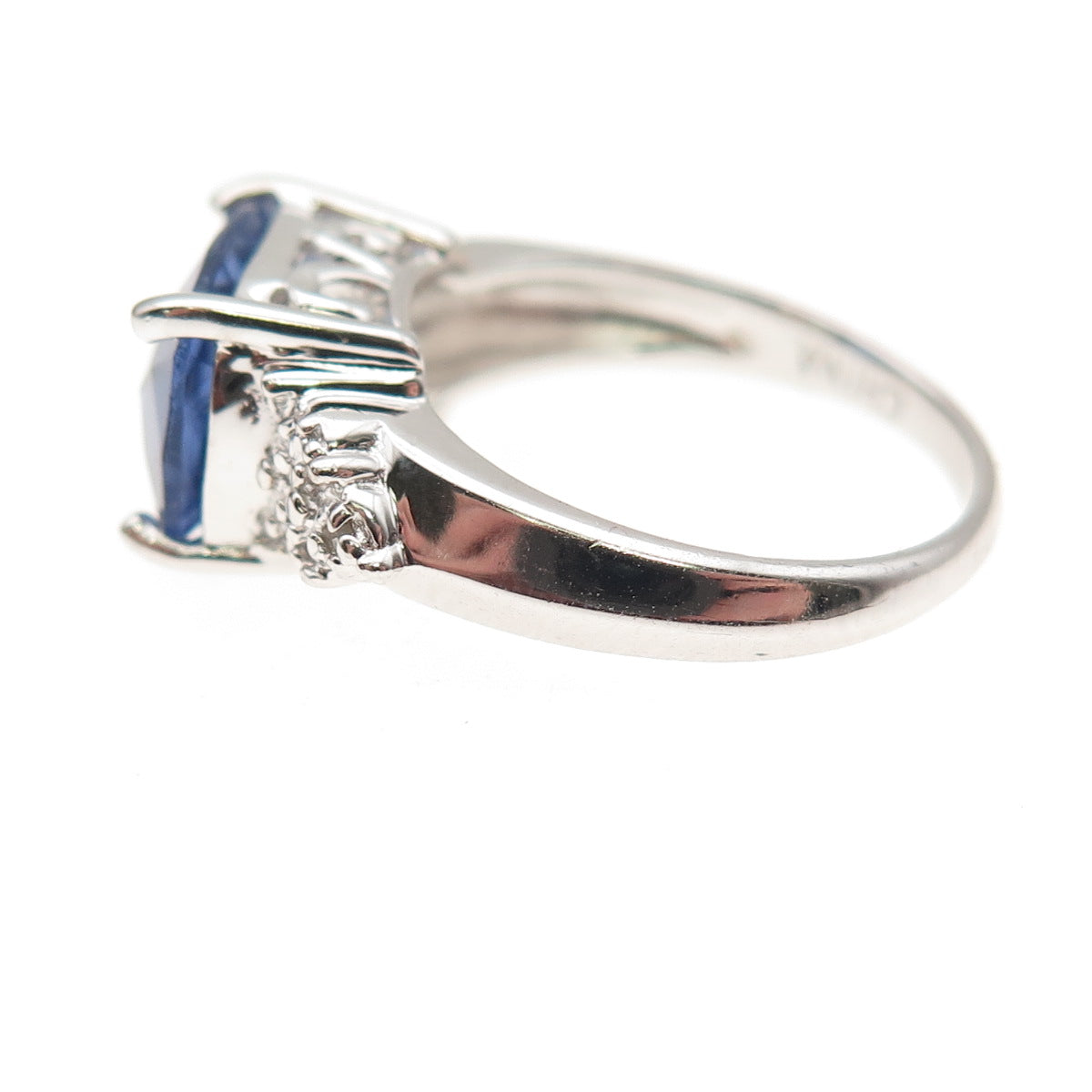 Ross Simons 925 Sterling Silver Real Diamond & Iolite Ring Size 5.25