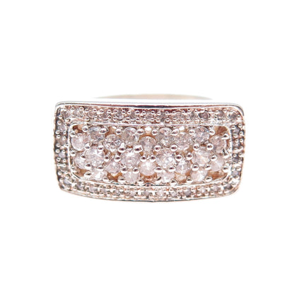 925 Sterling Silver Vintage Round-Cut C Z Statement Ring Size 6.25