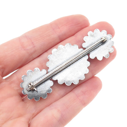 Old Pawn 925 Sterling Silver Vintage Southwestern Sun Beaded Oxidized Pin Brooch