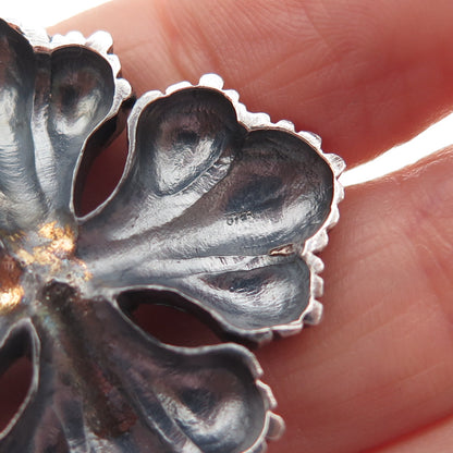 925 Sterling Silver Vintage Floral Cross Oxidized Charm Pendant