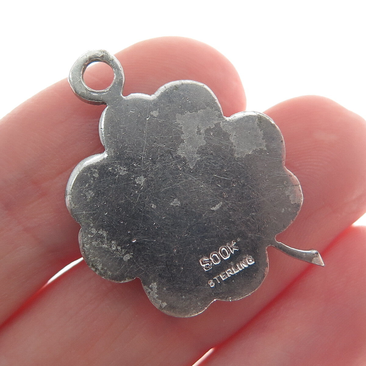 SOOK 925 Sterling Silver Vintage Kappa Delta Phi Clover Good Luck Charm Pendant