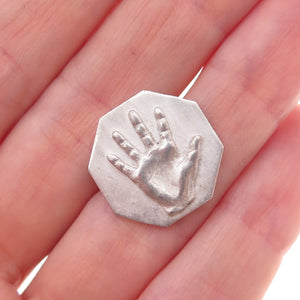By Lee 925 Sterling Silver Vintage Peter the Great Handprint Tie Tack Lapel Pin