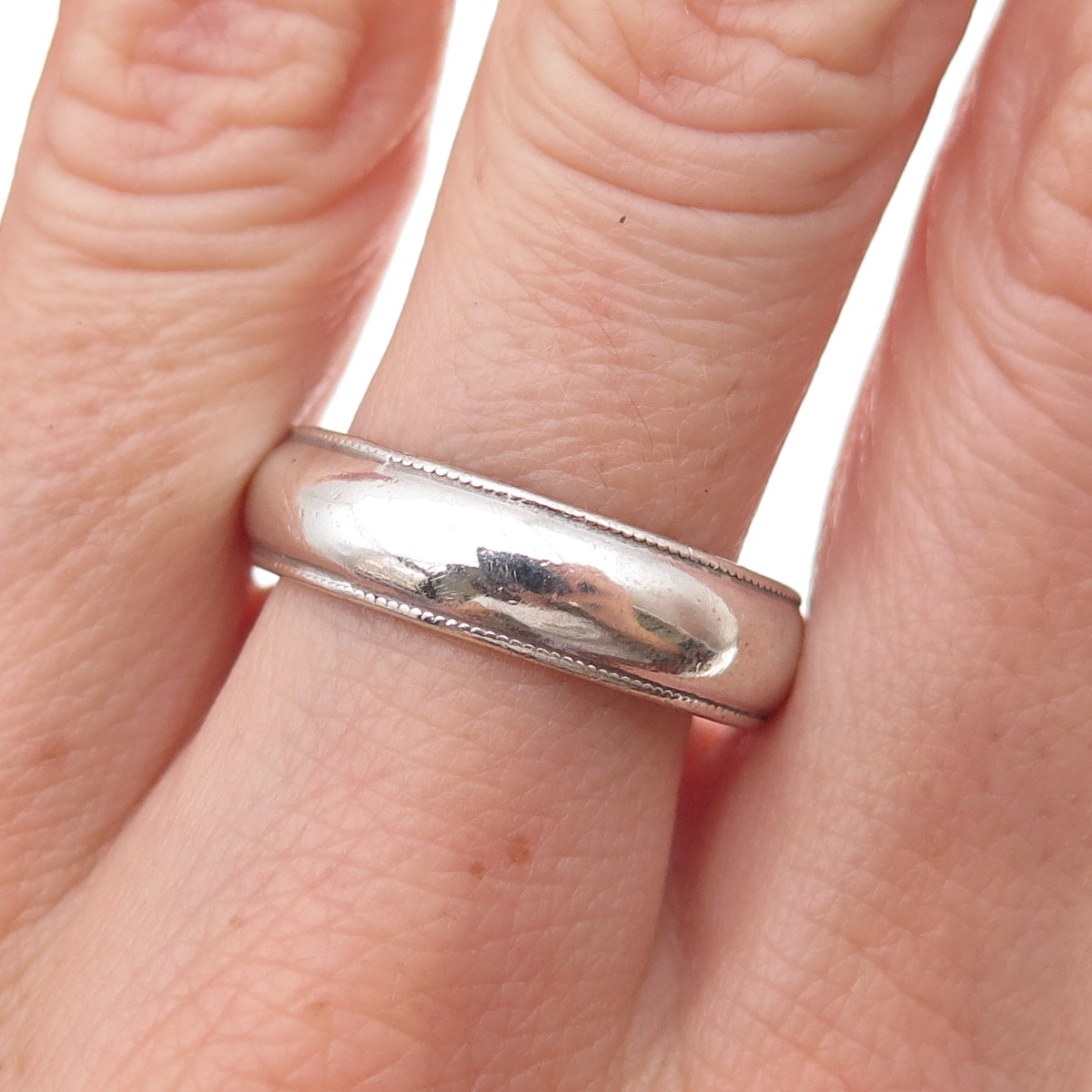Seta 925 Sterling Silver Vintage Wedding Oxidized Band Ring Size 10.25