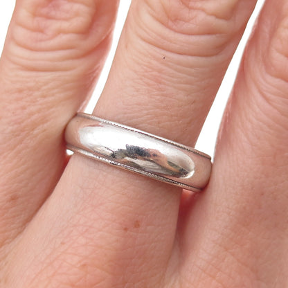 Seta 925 Sterling Silver Vintage Wedding Oxidized Band Ring Size 10.25