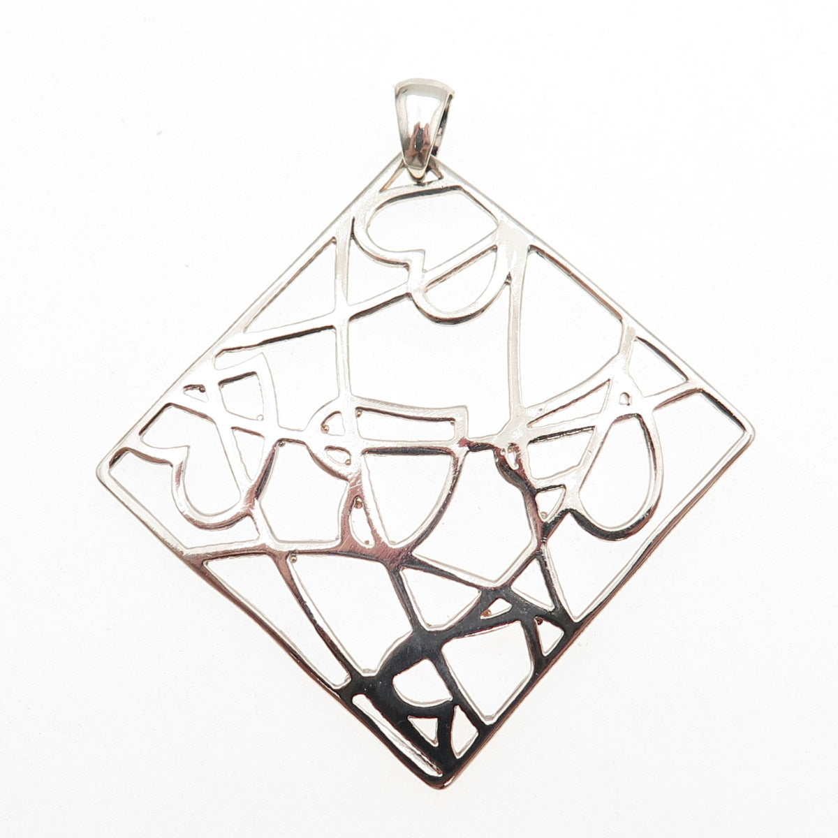 925 Sterling Silver Vintage Italy Heart Spider Web Charm Pendant