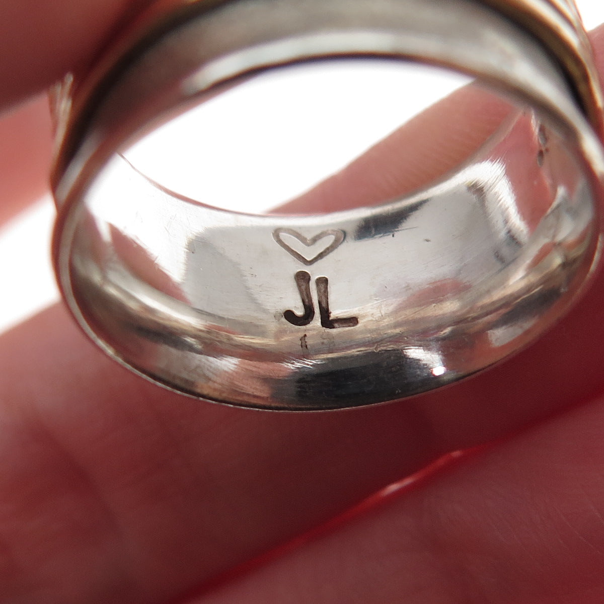Jeffery Levin 925 Sterling Silver 2-Tone Vintage Rotating Band Ring Size 6.25