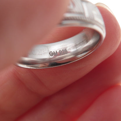 925 Sterling Silver Greek Key Band Ring Size 6.25