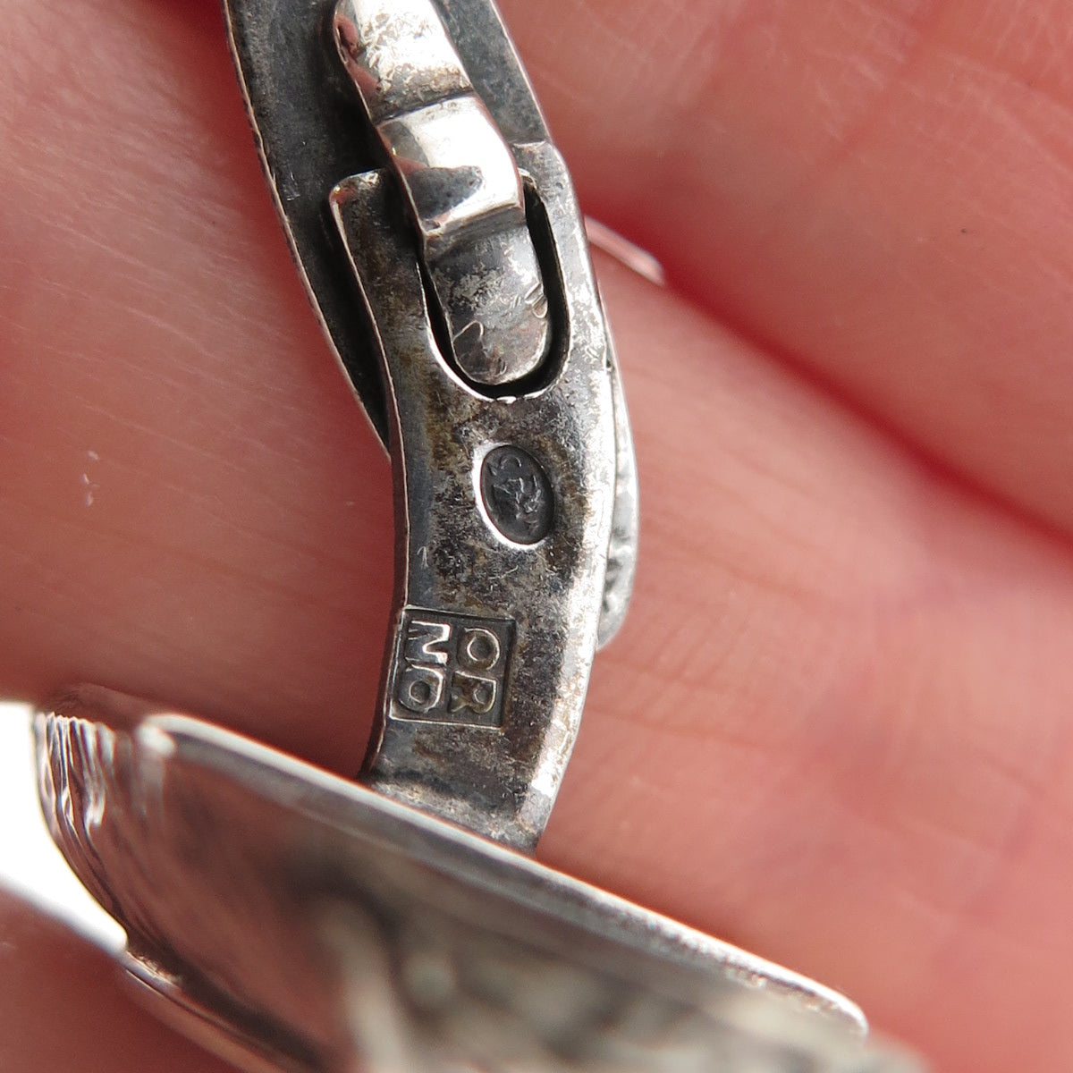 Orno 800 Silver Vintage Poland Modernist Oxidized Cufflinks
