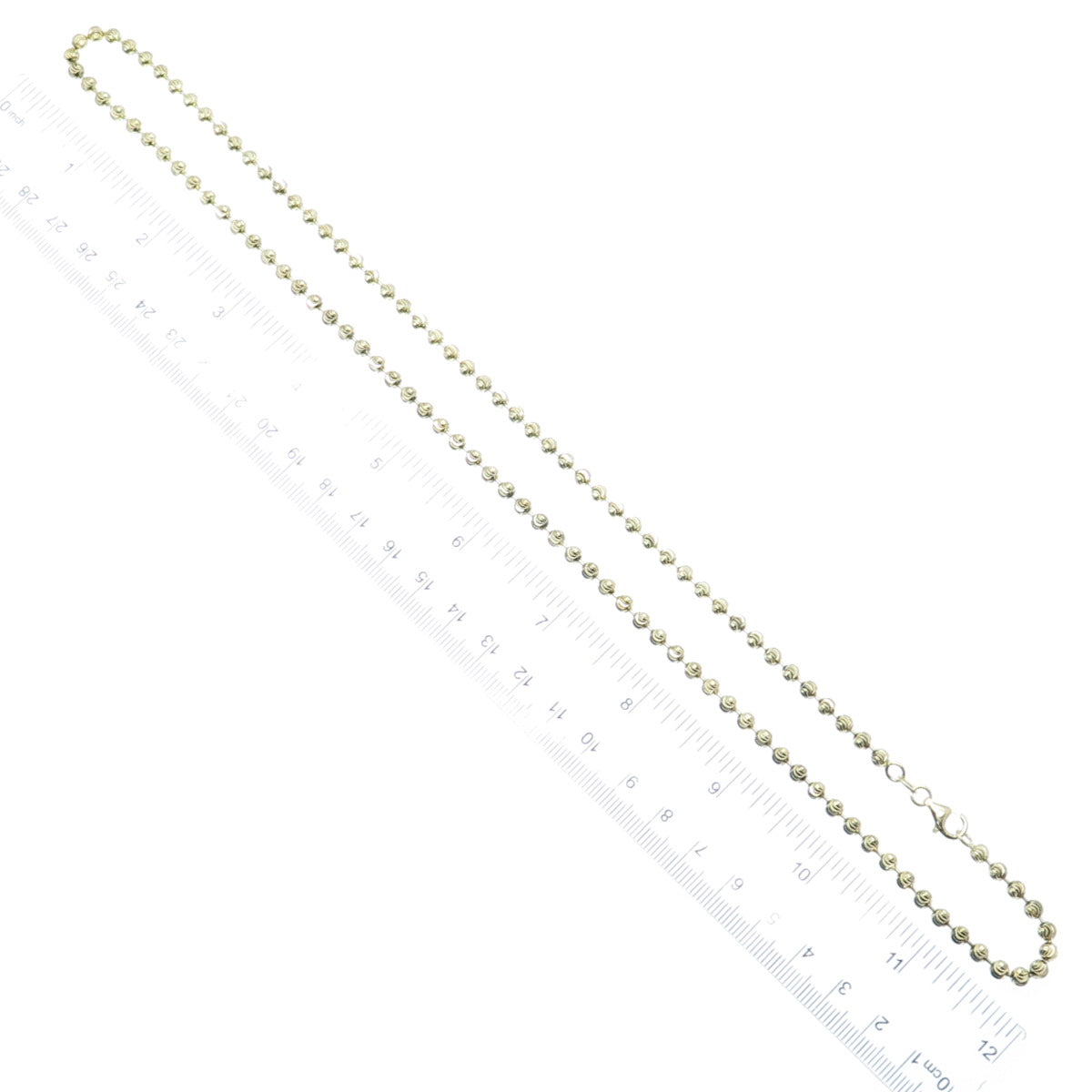 925 Sterling Gold Plated BSI Italy Diamond-Cut Ball Beaded Chain Necklace 24"