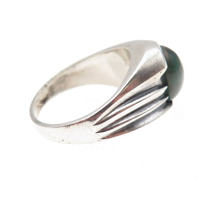 Esemco 925 Sterling Silver Vintage Real Malachite Modernist Ring Size 11