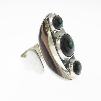 DOMINIQUE DINOUART Sterling Silver Vintage Mexico Abalone Shell Ring Size 11.5