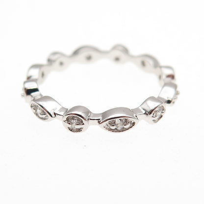 925 Sterling Silver Round-Cut C Z Eternity Stackable Band Ring Size 6