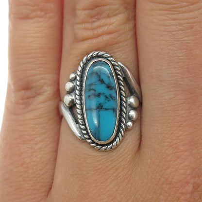 BELL TRADING POST 925 Sterling Silver Vintage Bisbee Turquoise Ring Size 7.5