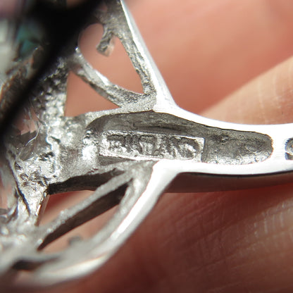 925 Sterling Silver Real Oval-Cut Mystic & White Topaz Ring Size 6.25