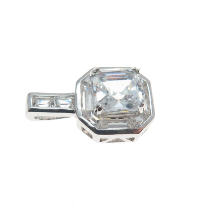 UNCAS 925 Sterling Silver Asscher & Tapered Baguette-Cut C Z Minimalist Pendant