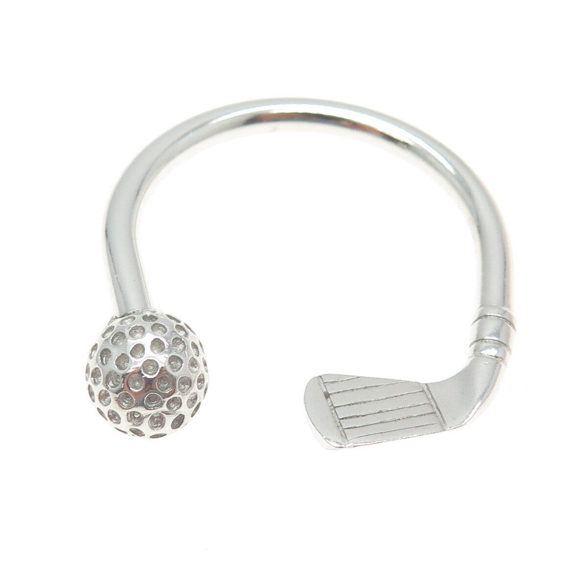 925 Sterling Silver Vintage Gold Club Screw-Off Key Ring Holder