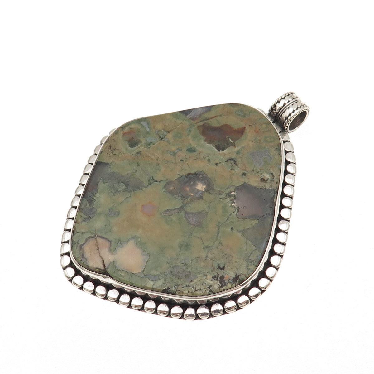 CARTI 925 Sterling Silver Vintage Real Rhyolite Jasper Large 51.2g Pendant
